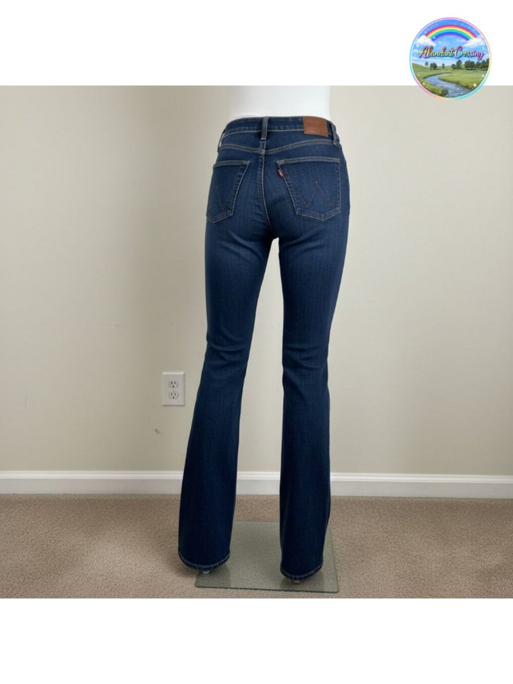 High Rise Bootcut Jeans Stretch Denim Zip Fly Casual